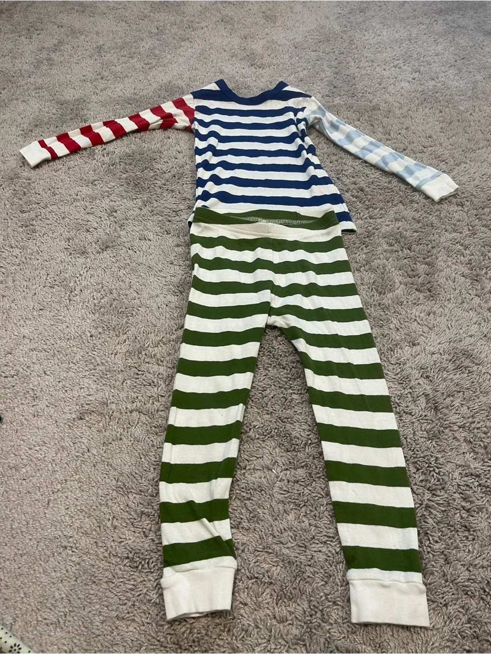 Striped Kids One-Piece Pajama - Blue, Red, Light Blue & Green